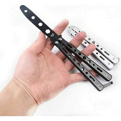 Black Metal Practice Butterfly Balisong Trainer Training Flail Knife Dull Tool Multifunctional Training Flail Knife