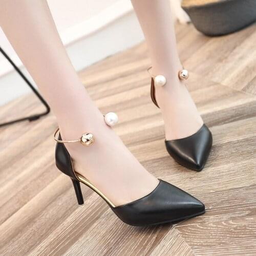 2020 Women Toe Heels Faux Leather New Dress Heels Slip-On Pointed Toe Thin Heels Wedding Shoes Dress Zapatos Mujer W32-51