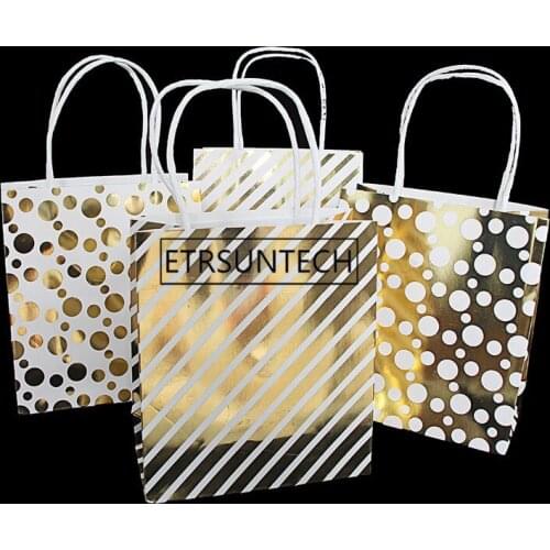 120pcs Gold/Silver/Red Hot Stamping Paper Gift Bag Mini Portable Bags Wedding Party Favor Baby Shower Candy Boxes