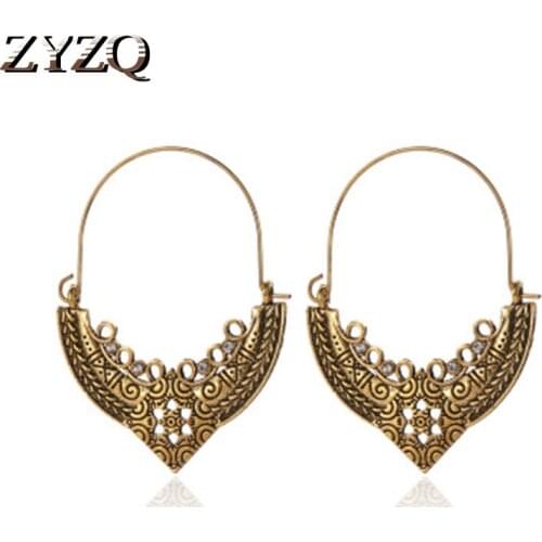 ZYZQ Ethnic Fashion Ear Accessories Vintage Engraved Pattern Old Fashion Party Accessories Jewelry For Women Dropshipping Allow