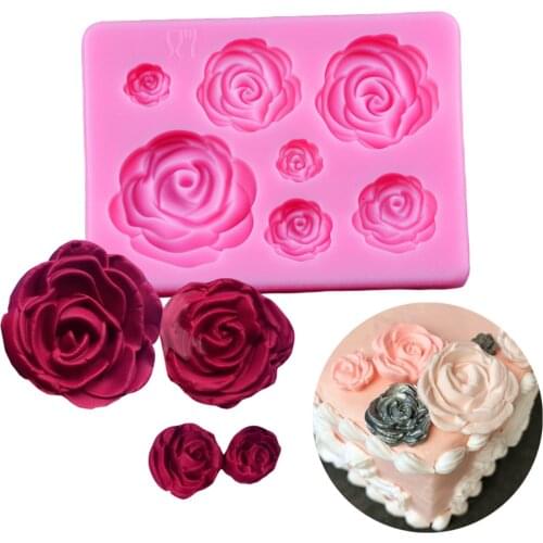 1Pcs Rose Flowers Silicone Mold Sugarcraft Chocolate Fondant Cake Decorating Baking Tools Fondant Mould