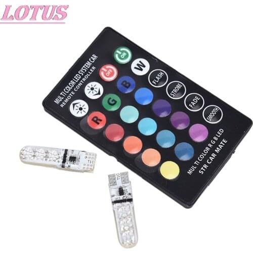 1PCS Car Led T10 5050 6smd Colorful With Remote Control Flashing Wide Light Waterproof Silicone License Plate Light Hotsale