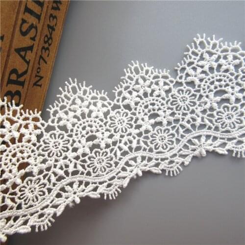 1 Yard White Embroidered Lace Edge Trim Ribbon Applique DIY Sewing Craft Crochet Fabric Edging Trimmings Vintage Wedding Dress