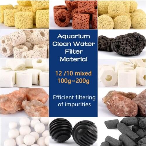 100-200g together of 10/12 kinds Respiratory Ring Aquarium Filter Media Ceramic Rings Clean Water Filter Material Bio Balls