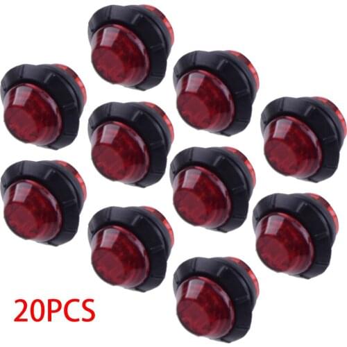 20Pcs/Set Caravan Boat 12V 0.5W Mini Sealed 3/4" Red LED Bullet Side Marker Light Clearance Lamp Fit for Trailer Truck Pickup