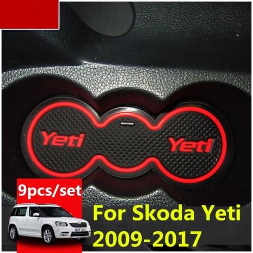 3D Rubber Mat Door Slot Pad Cup Cushion Groove Mat Lnterior Anti Slip Mat For Skoda Yeti 2009-2017 Car Accessories Styling