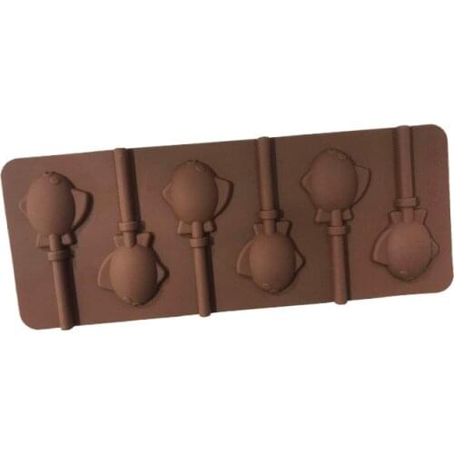 6-Piece Fish Silicone Lollipop Mold Chocolate Sugar-Tablet Mold Xg782