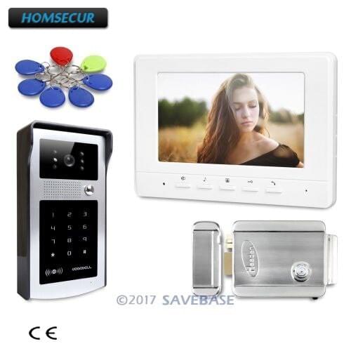 HOMSECUR 7inch Wired Video Door Phone Intercom System Electric Lock with Keys Included