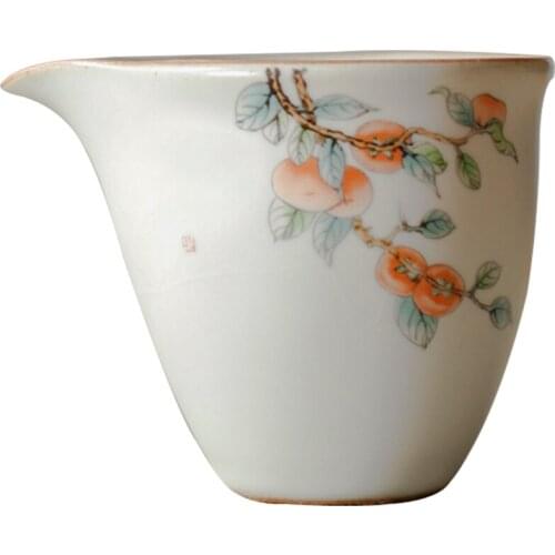 Jingdezhen Antique Yuebai Into The Kiln Retro Persimmon Porcelain Japanese Kung Fu Teaset Can Raise Tea Haiyun Fair Cup
