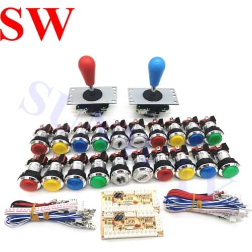Arcade Joystick DIY Kit Zero Delay USB Encoder To PC with Arcade Sanwa Joystick and Chrome Push Buttons For Arcade Mame Part Kit