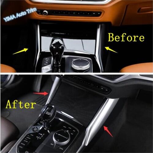 Lapetus Auto Styling Side Gear Shift Transmission Box Panel Cover Trim Fit For BMW 3 Series G20 2019 2020 2021 ABS Carbon Fiber
