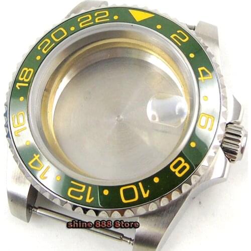 New 40mm parnis steel polished stainless case sapphire hardened mineral glass fit 2836 Miyota 8215 movement Watch Case