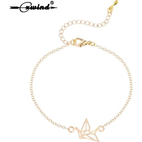 Cxwind Women Origami Crane Bracelets & Bangles Fashion Bird Charm Bracelet Geometric Animal Bracelet Jewelry