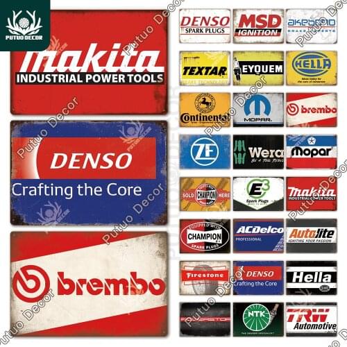 Putuo Decor Spark Plug Sign Vintage Tin Signs Metal Poster Decorative Plaque for Garage Spark Plugs Advertising Plate Wall Deocr