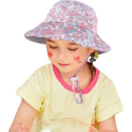 Children Adjustable Sun Hat Prevent Ultraviolet Rays Cartoon Pattern Summer Kids Cap Beautifull Lovely Printing Shading Hat