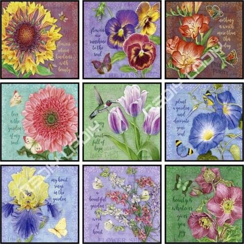 DIY Diamond Embroidery Pansy Iris Tulips Picture of Rhinestones Cross Stitch Diamond Painting Mosaic Needlework Wall Decor Gift