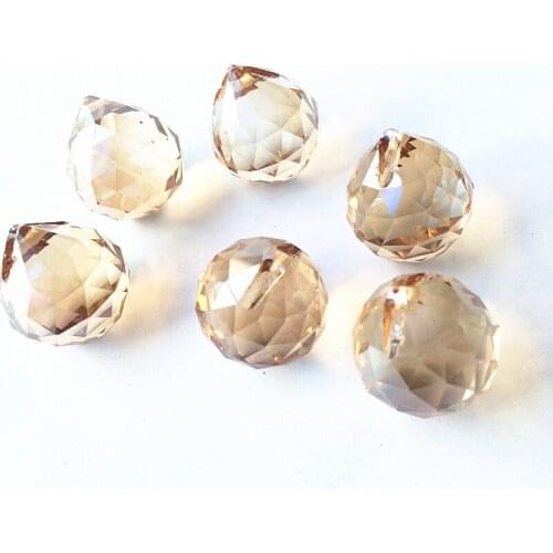 Top Quality 24pcs 20mm Champagne Faceted Crystal Glass Balls Chandelier Parts Lighting Balls Decoration Wedding Home Decoration