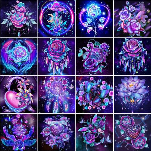 HUACAN 5D DIY Diamond Painting Rose Needlework Diamond Embroidery Flower Diamond Mosaic Full Drill Handicraft Decor For Home
