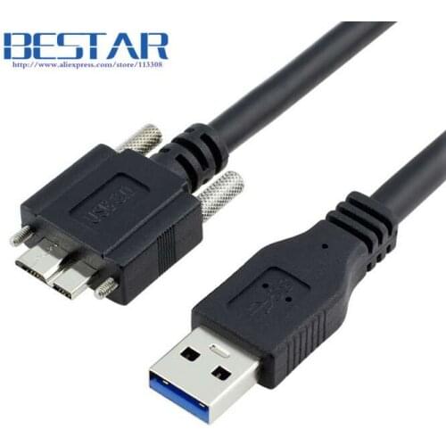 1.5m/2m/3m/5m USB 3.0 to Micro B USB 3.0 Data Transfer interface Industrial Camera Cable with locking Screw Holes 2 3 5 meters