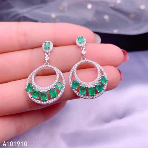 KJJEAXCMY boutique jewelry 925 sterling silver inlaid Natural Emerald ladies earrings support detection popular fashion