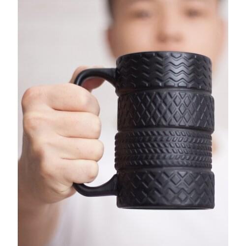 400ml Creative Tire Coffee Cups and Mugs Personalized Ceramic Milk Tea Water Beer Drinking Cup Non-slip Tumbler Drinkware Gift