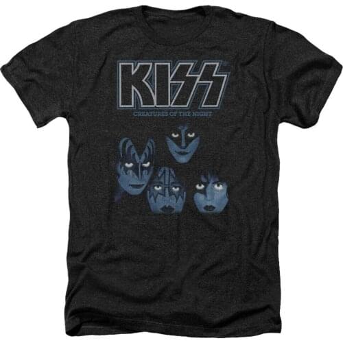 Kiss Rock Band CREATURES OF THE NIGHT Licensed Adult Heather T-Shirt All Sizes Cotton Tee Shirt Digital Printed