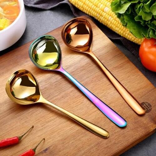 Stainless Steel Soup Spoon Big Head Long Handle Sauce Spoon Multi-purpose High Quality Tableware Kitchen Dining Accessories