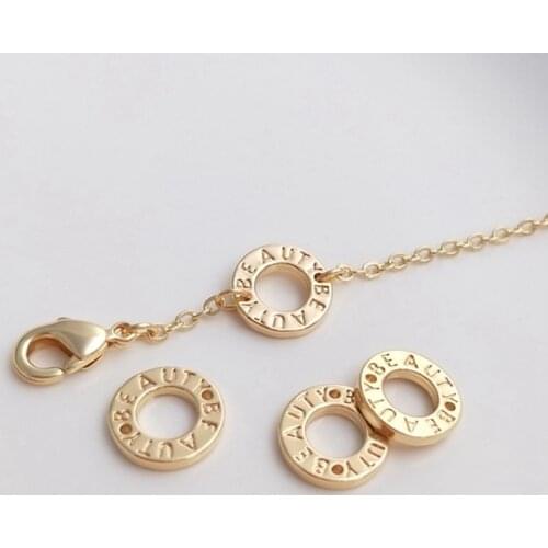 14K Real Gold Filled Copper Letter Donut Double Holes Bracelet Necklace Charms Pendants DIY Jewelry Making Findings Accessories