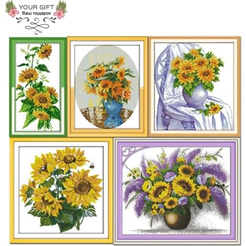 Joy Sunday Sunflower Velvet Goldmine Vase Chair Home Decoration H330(4) H333 H339 H360(2) H364 Sunflowers Cross Stitch kit