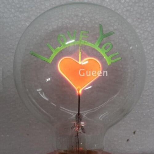 Pack Of 2 G80 E27 Halogen Bulb Edison Retro Filament Light (I love you) Heart Bulb Decorative