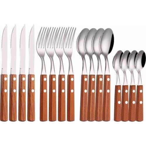 Cutlery Set Stainless Steel Dinner Set Kitchen Tableware Forks Spoons Knives Set Dinnerware 16Pcs Steel Cutlery Dropshipping