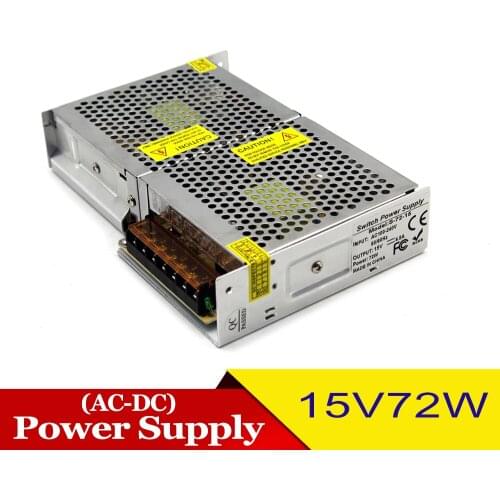 New 15V 4.8A 72W Switching Power Supply DC15V SMPS for LED Strip Light Display CCTV Advertisement Free Shipping