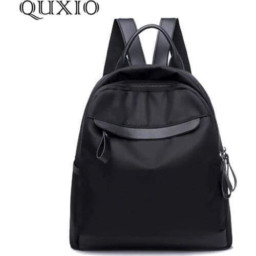 New Women Small Nylon Waterproof Cloth Backpack Ladies Korean Trend Casual Students Campus Travel bag Oxford Black Color TCL01