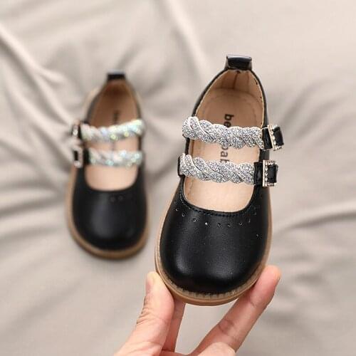 Autumn Girls Leather Shoes Fashion Rhinestone Baby Girl Shoes Kids Princess Shoes Flat Heels Infant Sneakers SNY007