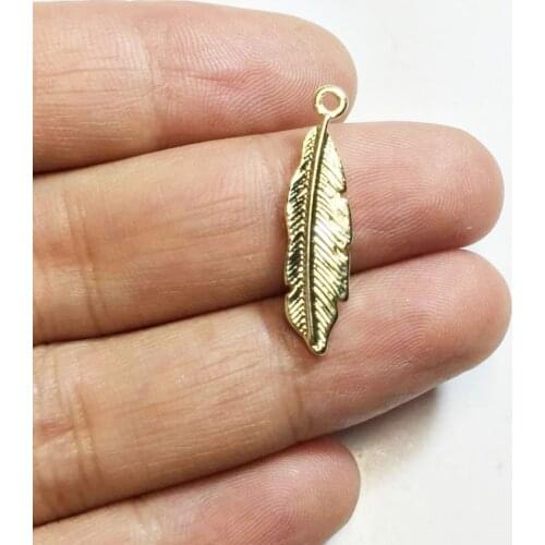 Eruifa Hot sell 20pcs 20*6mm Leaf Zinc alloy Women charms Wholesales necklace,earring bracelet jewelry DIY handmade 2 colors
