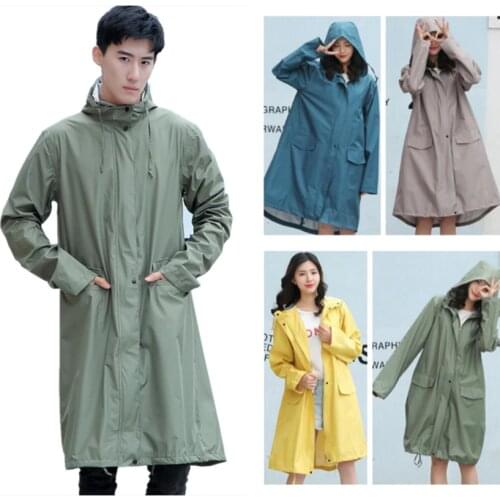 Long Raincoat Women Men Ladies Rain Gear Breathable Portable Water-Repellent Rain Poncho Coat Jacket Big Size