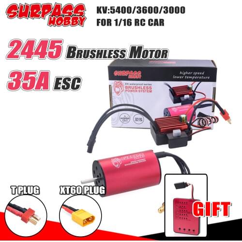 SURPASS HOBBY 2445 Waterproof Brushless Motor 35A ESC T/XT60 Plug Program Card Gift for 1/16 RC 2S Traxxas Trx4 Fpv Scx24