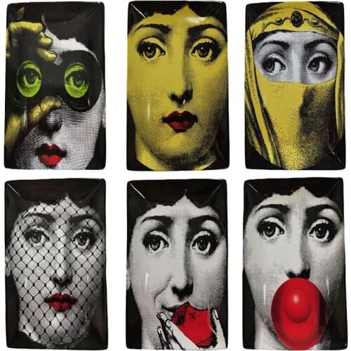 Rectangle Ceramics Disk Wall Hanging Human Face Plate Photography Background Props Tray Home Decoration Disks Italy Style