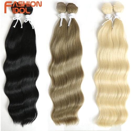 FASHION IDOL 18 Inch Synthetic Hair Natural Loose Wave Hair Bundles 2Pcs/Lot Heat Resistant Ombre 613 Brown Weave Hair Extension