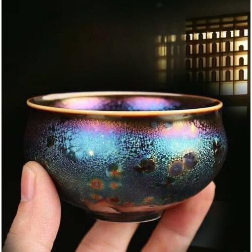 The kiln changed Tianmu colorful glaze Jianzhan teacup ceramic Kungfu tea set teacup single cup small ceramic cups bowls CL41302