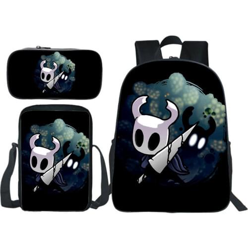 Kpop Mochila Teens Hip Hop 3 PCS/set Mochila Hollow Knight Backpack Game Sac A Dos School Bags For Boys Girls Causal Bag