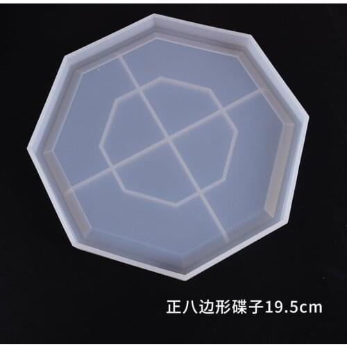 Diy Crystal Drop Glue Mold Large Octagonal Dish Table Polygon Base Cup Pad Silicone Mold Molds