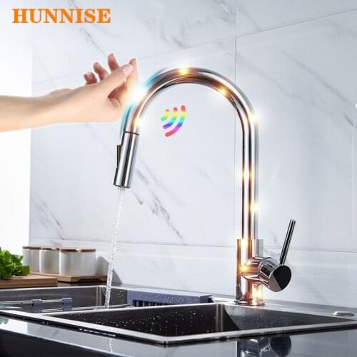 Touch Kitchen Faucet Sensitive Sensor Pull Out Kitchen Mixer Tap Quality Stainless Steel Chrome Touch Control Kitchen Faucets