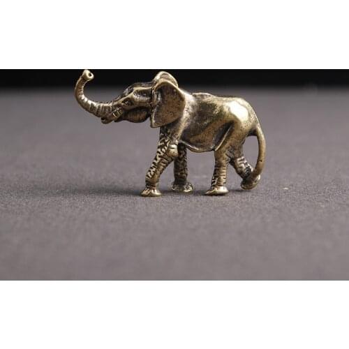 Antique Bronze Elephant Figurines Minature Table Ornament Decorations Solid Copper Animal Tea Pet Living Room Crafts Home Decor