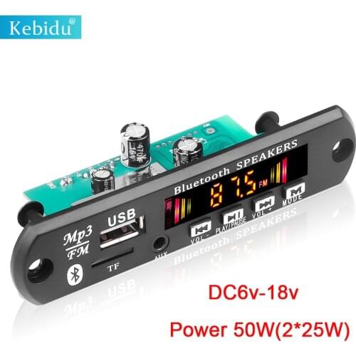 For Speaker Handsfree DC 5V 18V 50W Amplifier MP3 Player Decoder Board Bluetooth V5.0 Car USB Recording Module FM AUX Radio