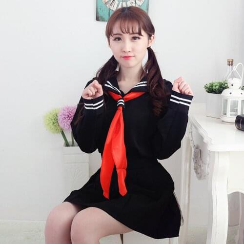 Japanese School Uniform Girls Class Navy Sailor School Uniforms Hell Girl Anime Cosplay Girls Suit 3 Pcs / Set