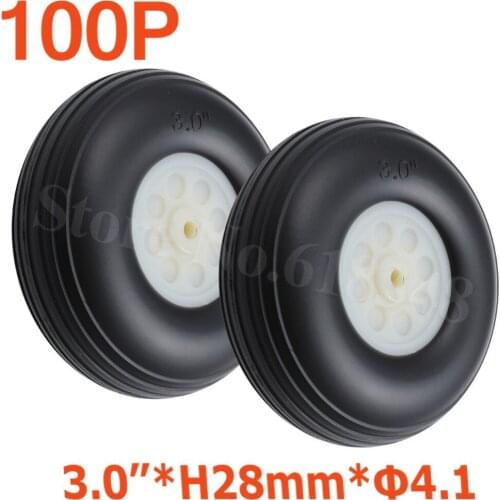 100pcs/lot 3.0"/ 76mm RC Airplane Replacement Parts Tail Wheels Rubber Thickness:28mm Axle hole: 4.1mm