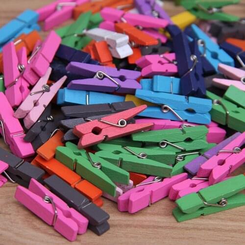 ZOTOONE 50pcs Mini Colorful Wooden Clip Party Decoration Office Supplies Photo DIY Craft Postcard Decoration Clips Length 3.5cm