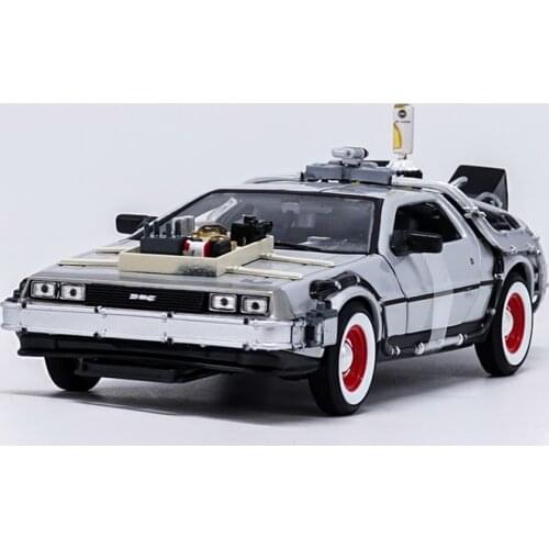 1:24 Diecast Model for Delorean Time Machine From Back To The Future 3 Movie Scifi Alloy Toy Car Miniature Collection