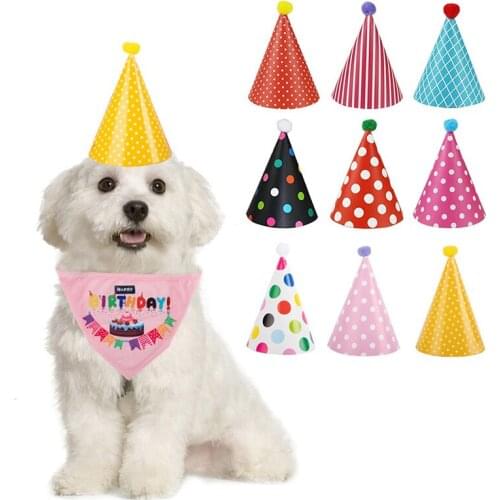 10 Set of Dog Birthday Bandana Scarfs with Cute Doggie Birthday Party Hat
